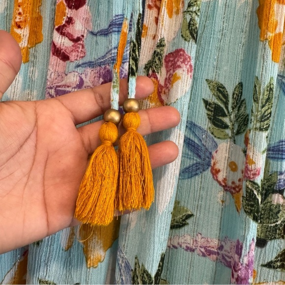 Me 2 Magic Floral Maxi Tiered Sundress V Neck Smocked Boho L - Picture 8 of 10